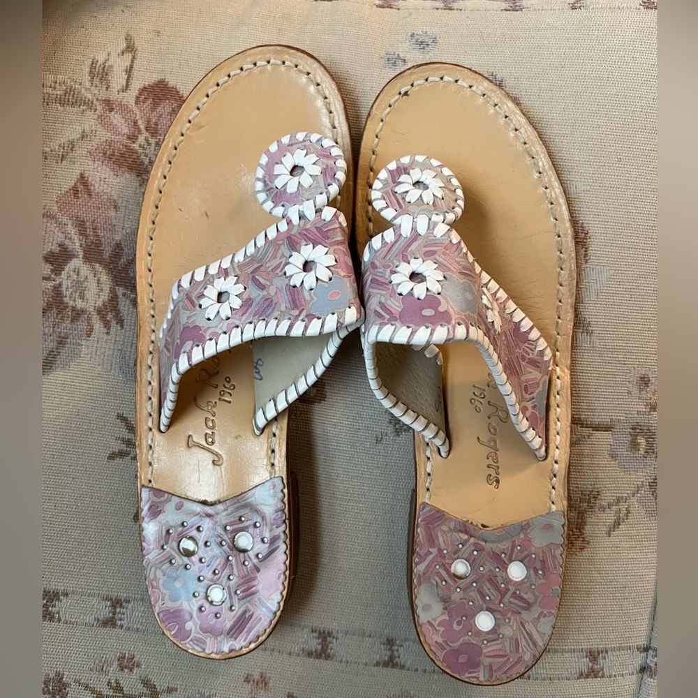 Jack Rogers Jacks Size 8 Purple Floral Design